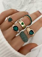 6 stuks Vintage Hart Ring - thumbnail