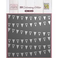 Nellie's Choice • 3d embossing folder achtergrond vlaggetjes 15x15cm