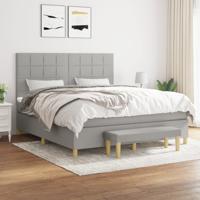 Boxspring met matras stof lichtgrijs 160x200 cm