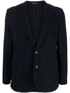 Emporio Armani blazer boutonné à carreaux - Bleu