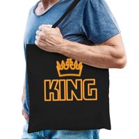 Koningsdag shopper - king - zwart - 42 x 38 cm - katoen   - - thumbnail