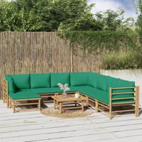 9-delige Loungeset met kussens bamboe groen