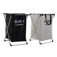 Wasmanden set - 2x 60L compartiment - Light/Dark - 39 x 38 x 60 cm - aluminium frame - Wasmanden