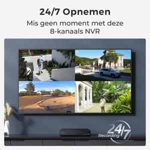 Reolink NVS8-8MB4 - 4K UHD-beveiligingssysteem, 8-kanaals NVR, 30 meter helder nachtzicht, 24/7 opname, slimme detectie