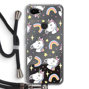Rainbow Unicorn: Pixel 3a Transparant Hoesje met koord