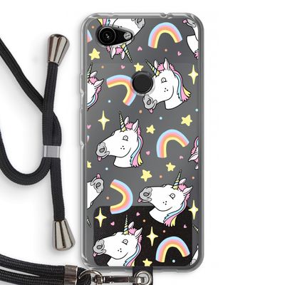 Rainbow Unicorn: Pixel 3a Transparant Hoesje met koord
