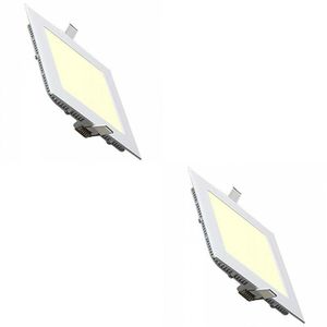 LED Downlight Slim 2 Pack - Inbouw Vierkant 3W - Warm Wit 2700K - Mat Wit Aluminium - 89mm