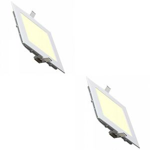 LED Downlight Slim 2 Pack - Inbouw Vierkant 3W - Warm Wit 2700K - Mat Wit Aluminium - 89mm