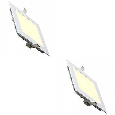 LED Downlight Slim 2 Pack - Inbouw Vierkant 3W - Warm Wit 2700K - Mat Wit Aluminium - 89mm