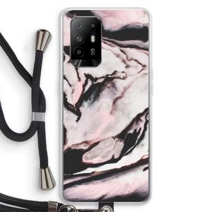 Roze stroom: Oppo A95 5G Transparant Hoesje met koord