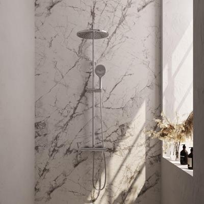 Brauer Chrome Edition Regendoucheset opbouw - hoofddouche 30cm - glijstang - handdouche rond 3 standen - gladde knoppen - chroom 5-CE-242