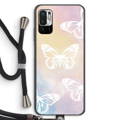 White butterfly: Xiaomi Redmi Note 10 5G Transparant Hoesje met koord