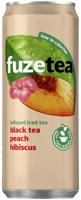 Fuze Tea frisdrank, niet-bruisend, sleek blik van 33 cl, pak van 24 stuks, perzik hibiscus