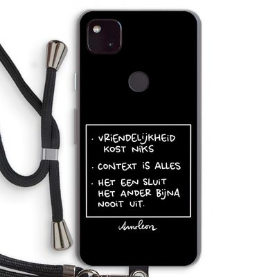 Mijn Motto's: Pixel 4a 5G Transparant Hoesje met koord