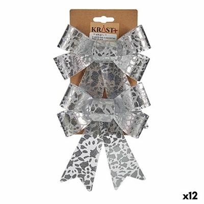 Lasso Kerstversiering Afgedrukt Zilverkleurig PVC 15 x 4 x 16 cm (12 Stuks)