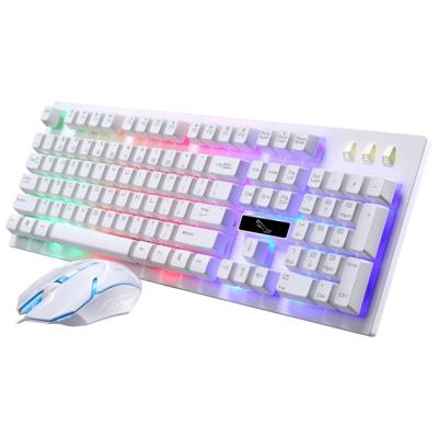 ZGB G20 1600 DPI Professional Wired RGB-achtergrondverlichting mechanische gevoel schorsing toetsenbord + optische muis Kit voor Laptop PC(White)