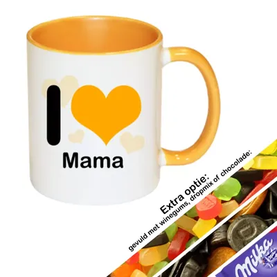 I love mok met naam (geel)