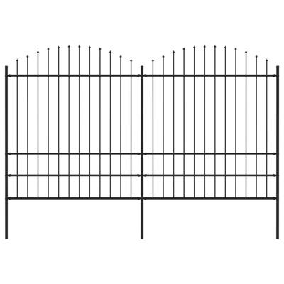 Tuinhek met speren bovenkant (1,75-2)x3,4 m staal zwart