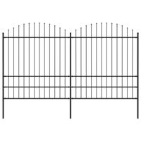 Tuinhek met speren bovenkant (1,75-2)x3,4 m staal zwart