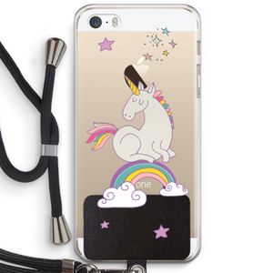 Regenboog eenhoorn: iPhone 5 / 5S / SE Transparant Hoesje met koord