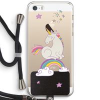 Regenboog eenhoorn: iPhone 5 / 5S / SE Transparant Hoesje met koord