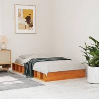 Bedframe zonder matras massief grenenhout wasbruin 90x190 cm