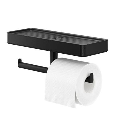 Tiger Carv Toiletrolhouder - dubbel - met planchet - zwart 800240