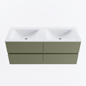 MONDIAZ VICA 120cm badmeubel onderkast Army 4 lades. Wastafel CLOUD dubbel 2 kraangaten, kleur Talc.