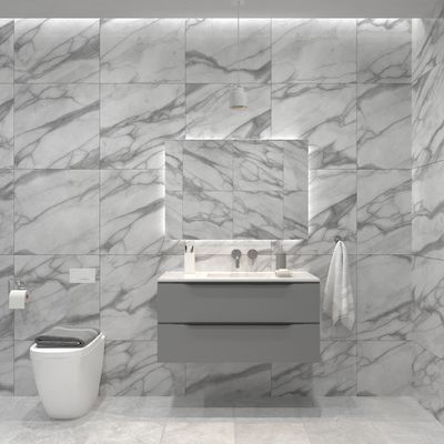 Badkamermeubelset Gliss Design Hera Mat Zwart 100cm 2 Laden Beton Grijs Mat (Keuze Wastafel)