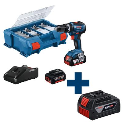 Bosch Professional GSB 18V-55 Accu klop-/schroefboormachine 18V 4.0Ah + 83-delige accessoireset in L-Case - 06019H530A
