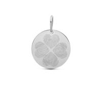 Gepersonaliseerde vingerafdrukken klaver bedel - Stainless steel - Zilver - 13 mm - 4 vingerafdrukken