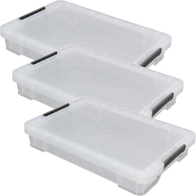 Allstore Opbergbox - 4x stuks - 12 liter - Transparant - 55 x 36 x 9 cm - kunststof - met deksel