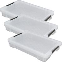 Allstore Opbergbox - 4x stuks - 12 liter - Transparant - 55 x 36 x 9 cm - kunststof - met deksel