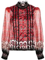 alice + olivia blouse Bettina à détail de dentelle - Rouge