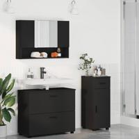 Badkamermeubelset 3 pcs Zwart 76,5 x 35 x 64 cm Bewerkt hout