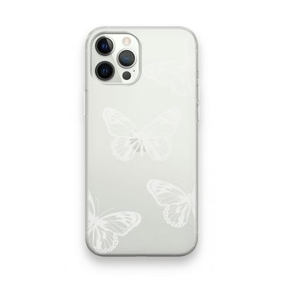 White butterfly: iPhone 12 Pro Transparant Hoesje