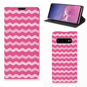 Samsung Galaxy S10 Hoesje met Magneet Waves Pink