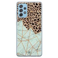 Samsung Galaxy A52 (5G) siliconen hoesje - Luipaard marmer mint
