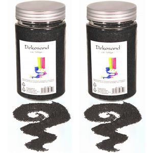 2x potjes decoratie korrelzand antraciet 500 gram