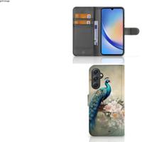 Telefoonhoesje | Met pasjeshouder | voor Samsung Galaxy A24 4G Vintage Pauwen