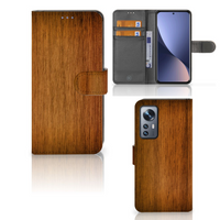 Xiaomi 12 | 12X Book Style Case Donker Hout - thumbnail