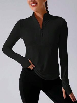 Black Half-Zip Running Sweatshirt with Thumb Holes - Sportswear Black / L