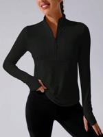 Black Half-Zip Running Sweatshirt with Thumb Holes - Sportswear Black / L