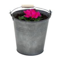 Plantenpot/bloempot emmer Eddy - zink - vintage antraciet - D16 X H14 cm - thumbnail