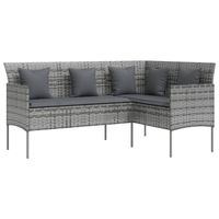 The Living Store L-vormige loungebank - grijs - 161.5 x 113 x 80 cm - weerbestendig PE-rattan - thumbnail