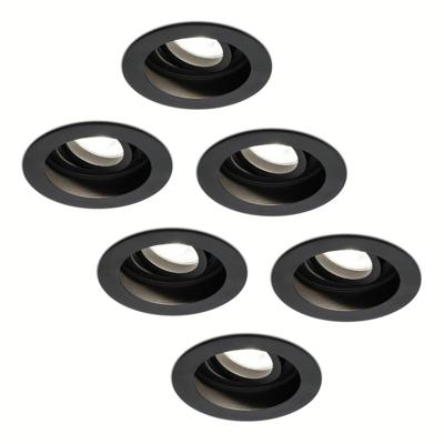 Set van 6 Laredo LED inbouwspots - GU10 5 Watt 400 lumen - 4000K neutraal wit - Dimbaar - verzonken - Rond - Kantelbaar - IP20 Voor binnen - Zwart