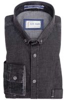 Blue Crane Slim Fit Denim shirt donkergrijs, Effen - thumbnail