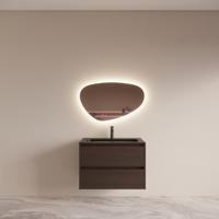 Badmeubelset BWS Riga met Asia Wastafel Zwart 80 cm Bruin Eiken