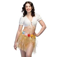 Hawaii verkleed rokje - voor volwassenen - naturel - 45 cm - rieten hoela rokje - tropisch