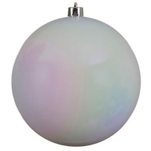 1x Grote parelmoer witte kerstballen van 20 cm glans van kunststof